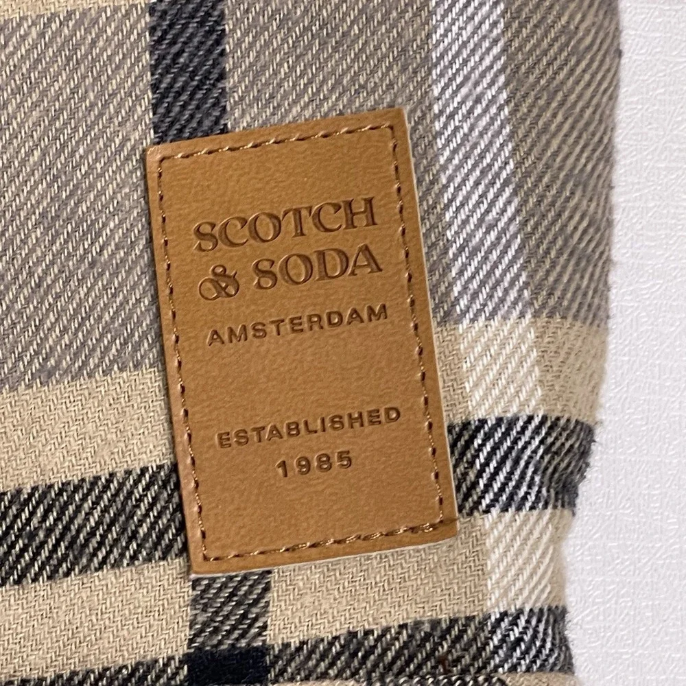 Scotch & Soda Men's Small Tan Brown Mocha Sherpa Lined Plaid Flannel Jacket